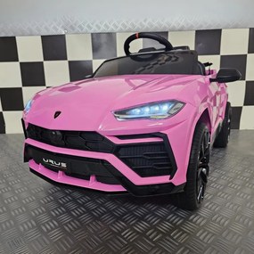 Carro elétrico para crianças LAMBORGHINI URUS 12V Pneus Borracha, Assento pele, Luzes Rosa