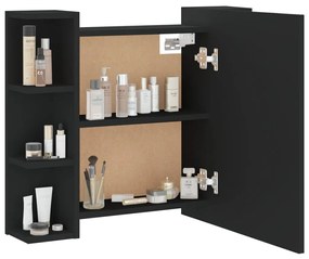 Armário espelhado com luzes LED 70x16,5x60 cm preto