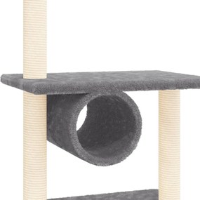 Arvore Arranhador com Postes em Sisal para Gatos de 279 cm - Cinzento