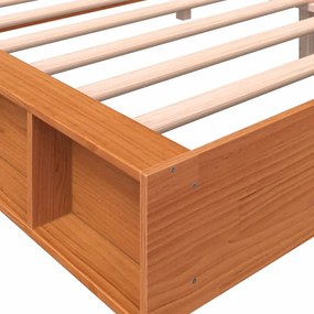 Cama sem colchão 200x200 cm pinho maciço castanho-mel