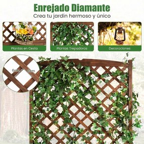 Floreira com treliça em madeira maciça de abeto 90 x 44,5 x 180,5 cm, com celosía e orifícios de drenagem para plantas trepadeiras – Jardim, Pátio, Va