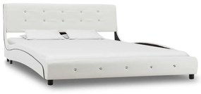 Cama com colchão 140x200cm couro artificial branco