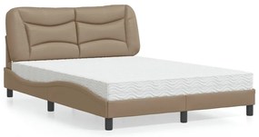 Cama com colchão 140x200 cm couro artificial cappuccino