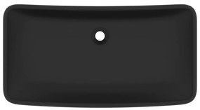 Lavatório luxuoso retangular 71x38 cm cerâmica preto mate
