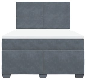Cama com molas/colchão 140x200 cm veludo cinzento-escuro