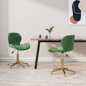 vidaXL Cadeiras de jantar giratorias 2 pcs veludo verde-escuro