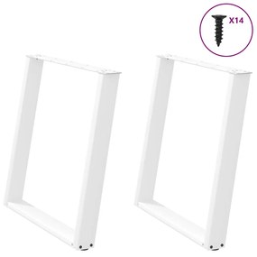 Pernas p/ mesa de jantar 2 pcs forma U 70x(72-73) cm aço branco