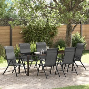 vidaXL Conjunto de Jantar de Jardim de 7 Peças Cinza Rattan PE