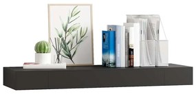 Prateleira de parede suspensa com gaveta 80x25x8 cm preto