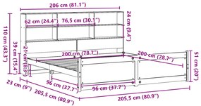 Cama com estante sem colchão 200x200 cm pinho maciço