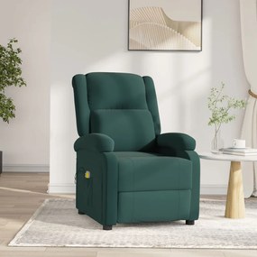 Poltrona de massagens elétrica veludo verde-escuro