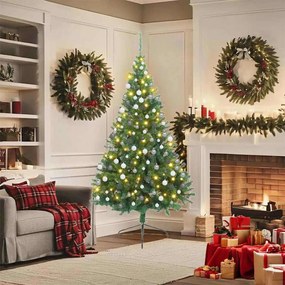 vidaXL Árvore de Natal Artificial Pré-iluminada Verde 180 cm PVC