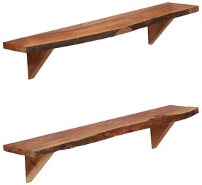 Prateleiras de parede 2 pcs 90x20x18cm madeira de acácia maciça