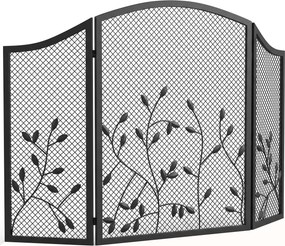 HOMCOM Protetor de Faíscas para Lareira Dobrável de 3 Painéis em Metal Pintado, Pronto para Uso, 122x1x75 cm, Preto | Aosom Portugal