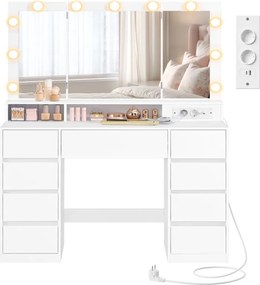 Toucador com espelho e iluminação 40 x 107 x 144 cm branco