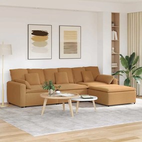 vidaXL Sofá modular com pufes e almofadas bege