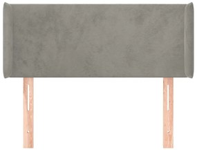 Cabeceira de cama c/ abas veludo 93x16x78/88 cm cinzento-claro