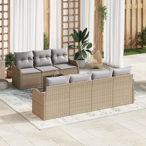 Conjunto de Sofá de Jardim vidaXL de 8 peças com Almofadas Bege Rattan