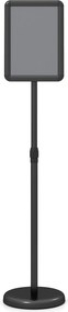 Suporte de Chão (1 Unidade) para Cartazes A4, 30 x 21 x 81-131 cm, Altura Ajustável, Preto