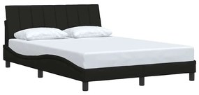 Estrutura de cama sem colchão 140x190 cm tecido preto