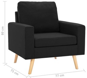 2 pcs conjunto de sofás tecido preto