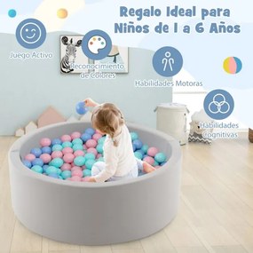 Piscina de bolas de espuma macia e redonda 90 x 30 cm para crianças e bebés com saco de arrumação