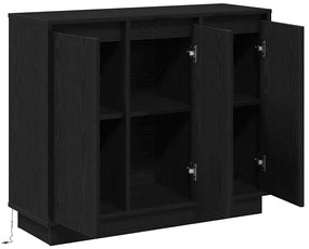 Sideboard vidaXL com LED Carvalho Preto 90x32x75 cm em madeira engenhe