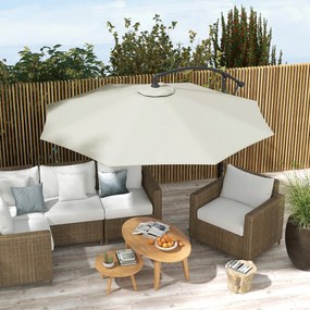 Toldo de Substituição para Chapéu de Sol de 3 m com Ventilação Superior para Exterior Jardim Pátio Piscina Creme