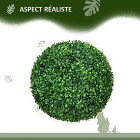 Conjunto de 2 bolas de buxo artificiais de 40 cm, para decoração de interiores ou exteriores, na cor verde