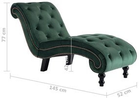 Chaise longue em veludo verde