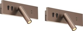 Conjunto de 2 candeeiros de parede modernos bronze escuro ajustáveis com USB-C incluindo LED - Modric