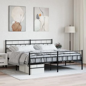 Estrutura de cama com cabeceira e pés 200x200 cm metal preto