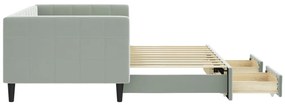 Sofá-cama c/ gavetão e gavetas 90x190 cm veludo cinzento-claro