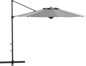 Outsunny Ø3 m Guarda-sol lateral, inclinável, giratório, manivela manual, respiradouro, mastro metálico, cinza escuro | Aosom Portugal