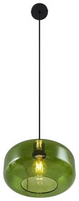 Candeeiro Pendente Retro Preto com Vidro Verde - Bizle Retro