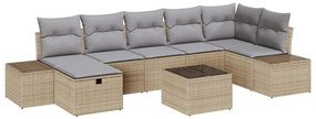 Conjunto de Sofá de Jardim de 8 Peças com Almofadas Bege de Rattan Pol