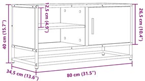 Móvel p/ TV 80x34,5x40 cm deriv. madeira/metal cinzento sonoma