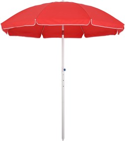 Guarda-sol de praia octogonal inclinável, Ø 180 cm, tecido de poliéster de alta densidade com proteção UV, altura ajustável, mastro de alumínio, bolsa