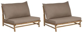 Conjunto de 2 cadeiras em bambu claro e taupe TODI Beliani