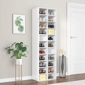 800375 vidaXL Armário para sapatos 54x34x183cm contraplacado branco brilhante