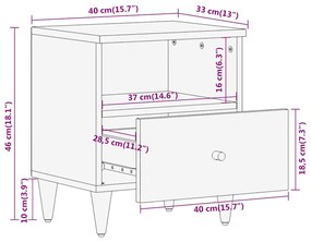 Mesas de cabeceira 2 pcs 40x33x46 cm madeira mangueira maciça