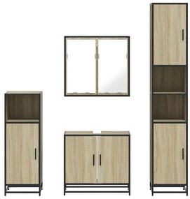 4 pcs conj. móveis casa banho derivados madeira carvalho sonoma