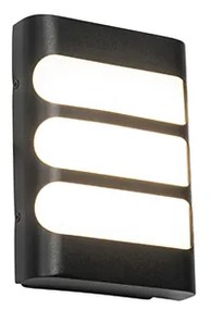 Candeeiro de parede exterior preto com LED e sensor de luz/escuro - Gaev Moderno