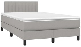 Cama box spring c/ colchão e LED 120x200 cm tecido cinza-claro