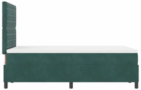 Cama Box com Colchão &amp; LED Verde Escuro 120x200 cm Veludo