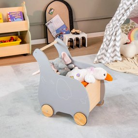 Carrinho de compras infantil de madeira push walker com gaveta de brinquedos jogo educativo para crianças de 1 a 3 anos 32 x 48 x 56 cm cinza