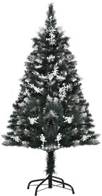 HOMCOM Árvore de Natal Automática 120 cm com 222 Ramos 28 Decorações Suporte em Aço Base Dobrável e Removível Verde