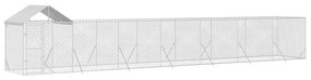 Canil de exterior com teto 14x2x2,5 m aço galvanizado prateado