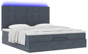 Estrutura cama otomana colchões 160x200 cm cinzento escuro