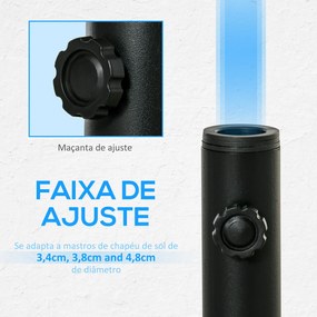 Suporte Chapéu de Sol para Chão de Cimento com 2 Botões de Bloqueio e